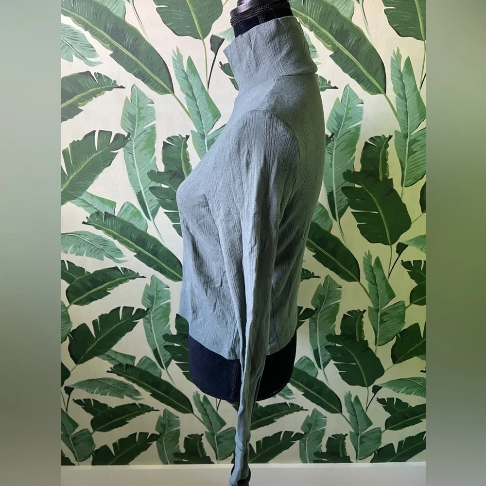 Aerie Womens Dark Green Cropped Ribbed Turtleneck Long Sleeve Top Medium - Picture 4 of 7